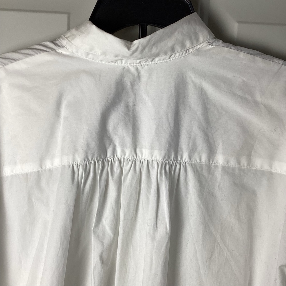 Crisp White Button-Down Shirt white Blouse  cinched sleeves - Picture 8 of 10